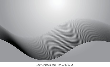 Fondo abstracto gris con la ilustración de la Imagen del Vector de la línea de la curva para el telón de fondo o Fondo de pantalla 