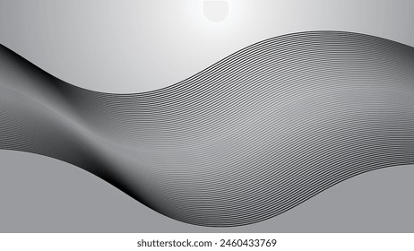 Fondo abstracto gris con la ilustración de la Imagen del Vector de la línea de la curva para el telón de fondo o Fondo de pantalla 