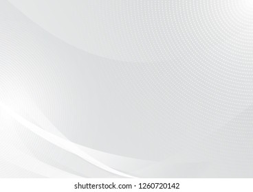 Gray abstract background design vector illustration.Silver white gray color wavy line shape template.Modern technology business concept.