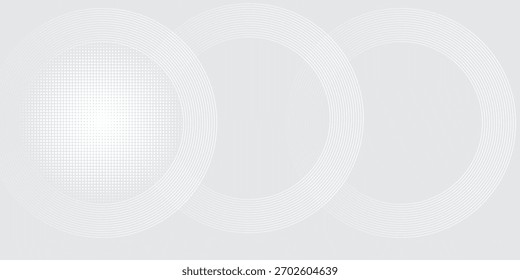 Grauer abstrakter Hintergrund mit weißer Farbe, dünner Kreis, Vektorgrafiken 