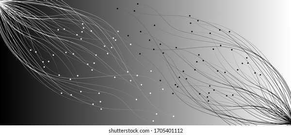 gray abstract background with lines and dots. life connecting concept