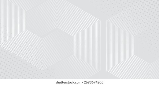 Fondo abstracto gris con decoración minimalista de líneas hexagonales. Concepto de fondo de estilo rayado simple y moderno para presentaciones, certificados, cubiertas, folletos y tarjetas. VOL. 4