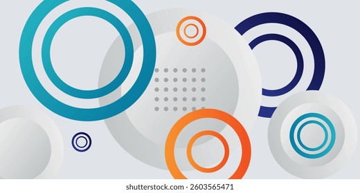gray abstract background with modern realistic colorful circle pattern. eps5