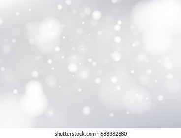 Gray abstract background and white bokeh lights. Vector illustration
