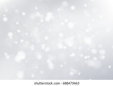 Gray abstract background and white bokeh lights. Vector illustration