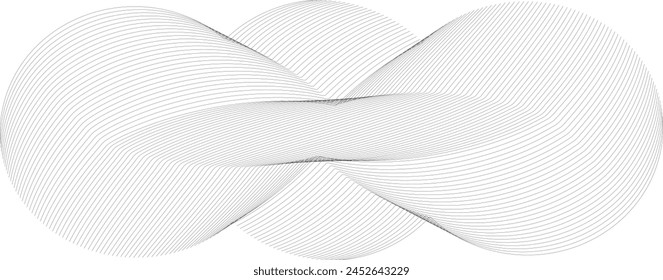 Gray abstract digital particle wave, futuristic linear wave and spiral. Background technology fantastic figure made of thin lines.