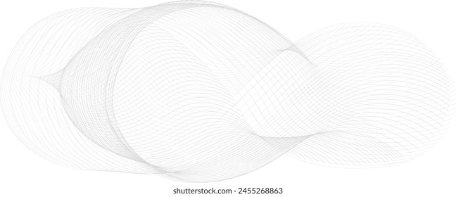 Gray abstract digital particle wave, futuristic linear wave and spiral. Background technology fantastic figure made of thin lines.	