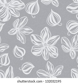 Gray abstract floral seamless pattern - vector