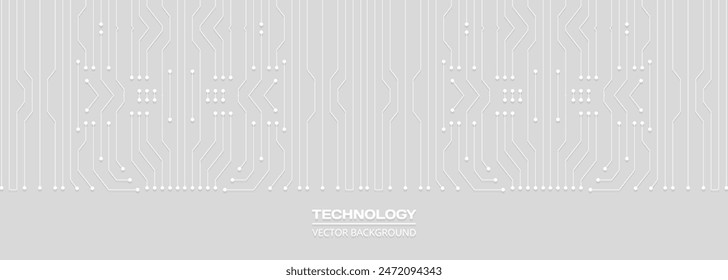 Fondo de placa de circuito de tecnología futurista abstracta gris. Concepto tecnológico de tecnología digital gris amplio Anuncio. Ilustración vectorial