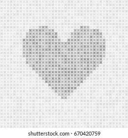 Gray abstract grid vector heart