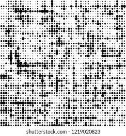Gray abstract halftone from raster dots on a white background