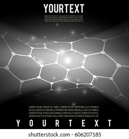 Gray abstract hexagonal background. HEXAGON 3D PERSPECTIVE POSTER TEMPLATE.