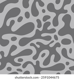 A gray abstract pattern of fluid shapes. The monochrome design has an appealing visual appeal and is perfect for modern art projects. 