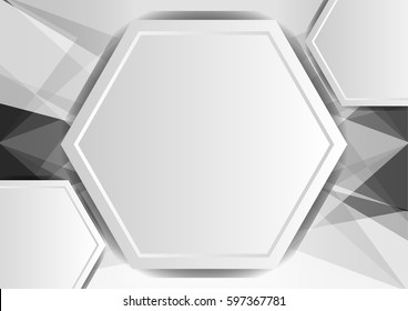 gray abstract poly and hexagon background with copy space