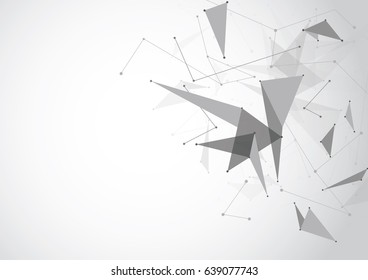 Grauer abstrakter polygonaler Hintergrund mit Low-Poly-Hintergrund und Verbindungspunkten. Verbindungsstruktur. Vektorgrafik
