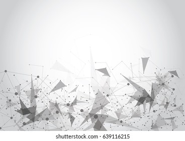 Gray Abstract polygonal space low poly background with connecting dots and lines. Connection structure. Vector Illustration