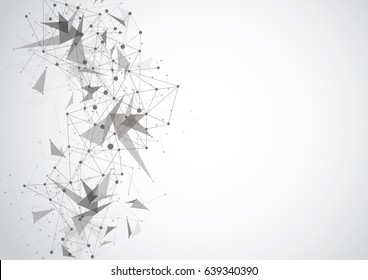 Gray Abstract polygonal space low poly background with connecting dots and lines. Connection structure. Vector Illustration