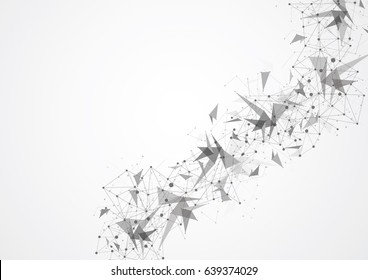 Gray Abstract polygonal space low poly background with connecting dots and lines. Connection structure. Vector Illustration