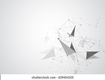 Gray Abstract polygonal space low poly background with connecting dots and lines. Connection structure. Vector Illustration