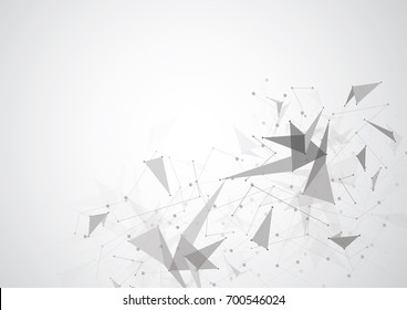 Gray Abstract polygonal space low poly background with connecting dots and lines. Connection structure. Vector Illustration