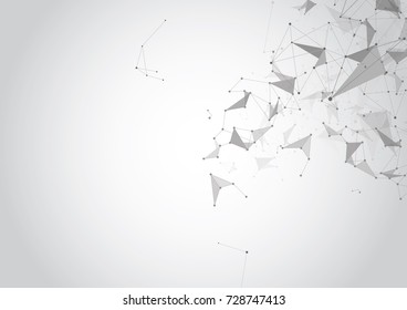 Gray Abstract polygonal space low poly background with connecting dots and lines. Connection structure. Vector Illustration