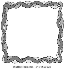 Gray abstract quadrangular frame in the form of a pattern of wavy lines