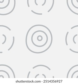 Padrão sem emenda abstrato cinza com círculos. Plano de fundo neutro minimalista com formas e linhas redondas. Ilustração vetorial geométrica desenhada à mão