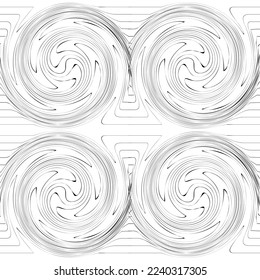 Gray abstract spiral whirlwind on white seamless pattern. Fashion graphic design. Modern stylish texture. Monochrome template for prints, textiles, wrapping, wallpaper . Vector illustration