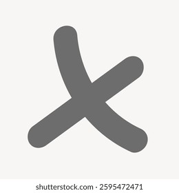 Gray abstract symbol resembling a stylized letter or shape on a light background. Abstract design, abstract symbol, abstract shape, gray art. Doodle vector illustration.