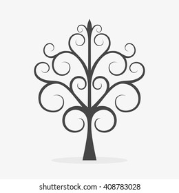 Gray abstract tree silhouette. Isolated on a gray background. Vector illustration.
