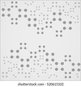 Gray abstract vector background with mesh of lines and dots for your science design or technology. Structure of molecules and atoms.