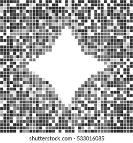 Gray abstract vector. Pixel art banner with star in center.