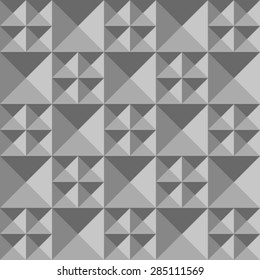 Gray abstract volume squares seamless pattern. Vector illustration.