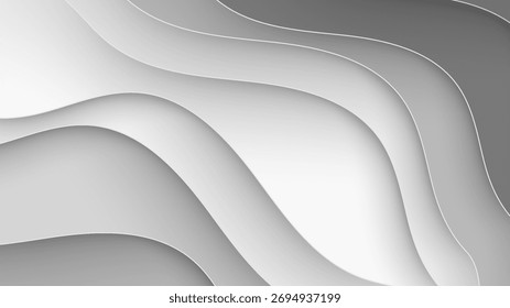 Gray abstract wave background, elegant layered gradient design