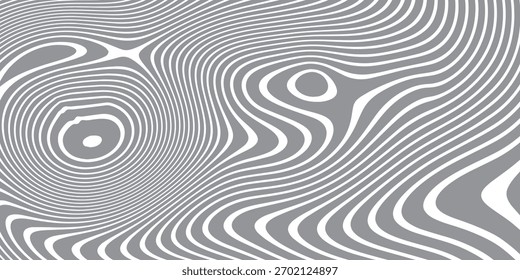 Fundo de linha ondulada abstrato cinza com anéis de contorno fluidos e padrões ópticos suaves perfeitos para design moderno, projetos de arte digital e layouts gráficos elegantes.