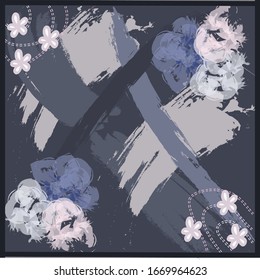 Gray abstrak design for scarf and hijab