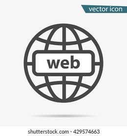 Gray address http icon isolated. Modern simple flat globe sign. Business internet concept. Trendy social vector network www symbol for web site design or button to mobile app. Logo illustration
