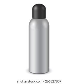 Gray Aerosol Spray Metal Bottle Can With Lid Cap: Paint, Graffiti, Deodorant EPS10 