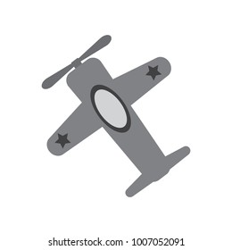 Gray airplane in cartoon style. Flat design, vector.