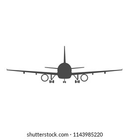 Gray airplane logo isolated on white background