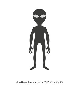 A gray alien with a large head and eyes. Martian in flat style. Extraterrestrial life form. Vector illustration.