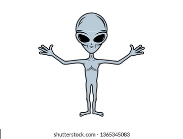 Gray Alien Vector Illustration Alien Cartoon Stock Vector (Royalty Free ...