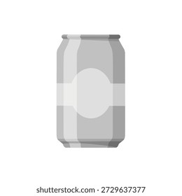 Gray Aluminum Soda Can Flat Design Illustration Isolated on White Background