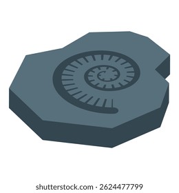 Gray ammonite fossil with its spiral shell visible, embedded in a piece of rock