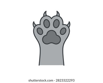Gray Animal Paw with Sharp Claws Vector Illustration Isolated on White Background