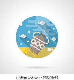 Gray antique vase under the sea. Color detailed icon