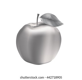 Gray apple. Isolated on white background. Vector illustration.