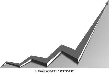 gray arrow graph goes up on white background