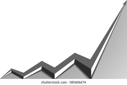 gray arrow graph goes up white background