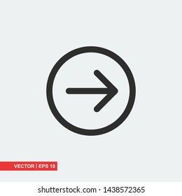 Gray arrow icon on white background, vector illustration